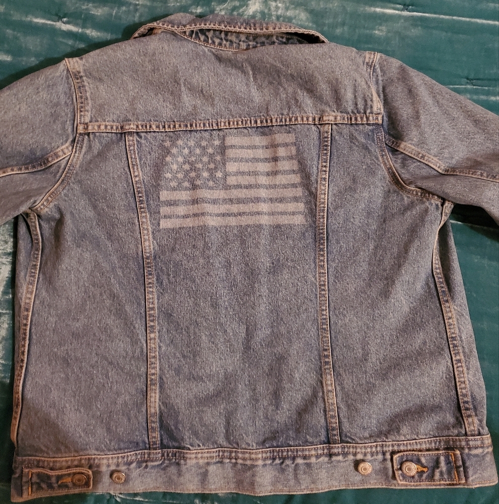 Classic Old Navy Blue Denim Jacket American Flag